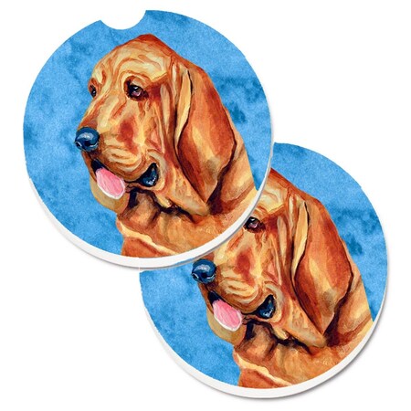 Carolines Treasures Blue Bloodhound Set of 2 Cup Holder Car Coaster LH9376BUCARC